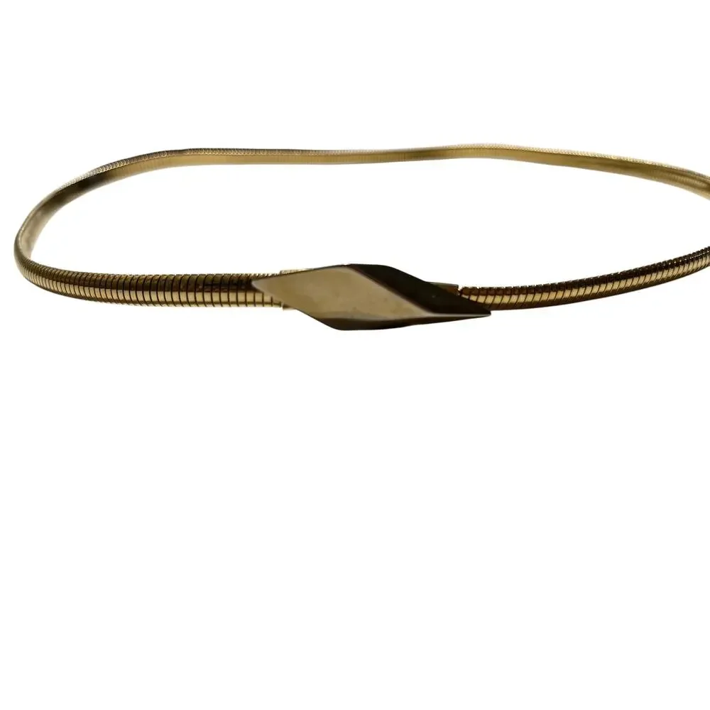 Vintage 1980s Gold Stretch Skinny Buckle Belt Small